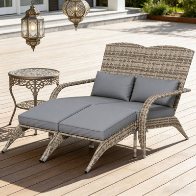 Chaise d'extérieur à haut dossier, chaise de jardin en osier