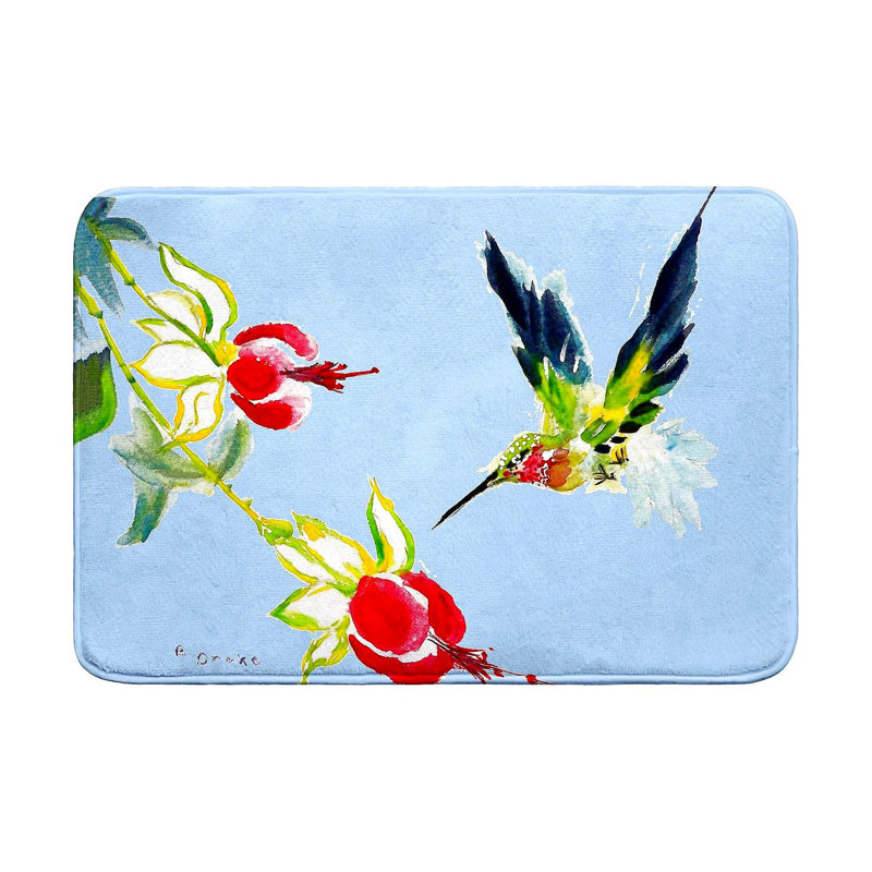 Colibri de Betsy sur tapis de bain, L 36 po x l 24 po, Sarcelle