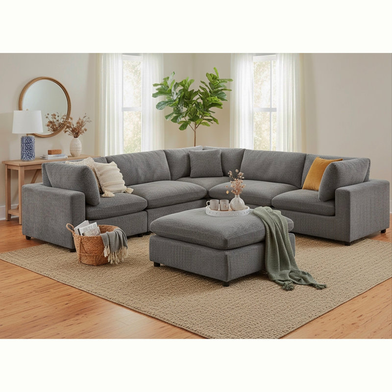 Canapé modulaire 6 pièces Chelsea, Tissu gris anthracite