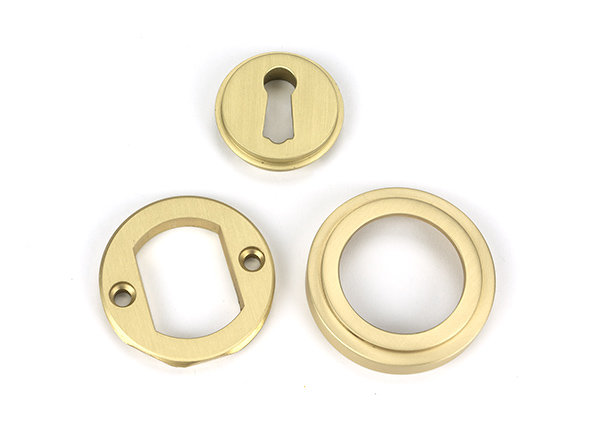 Art Deco Satin Brass Round Escutcheon
