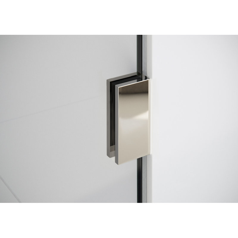 Mimas 40.75 In. X 78 In. Fully Frameless Glass Hinged Shower Door With Towel Bar, Polished Nickel