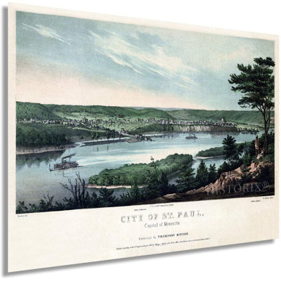 Carte rétro du Minnesota de Saint Paul en 1853 - Impression sur papier