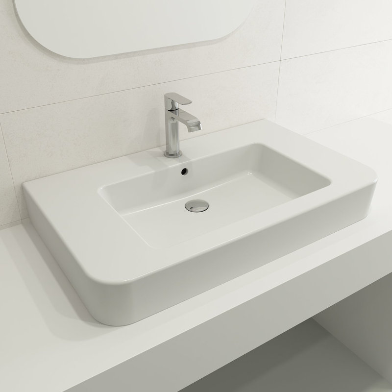 Parma 33.27'' L Bathroom Sink, Matte White, Single-Hole