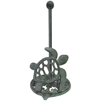 Cast Iron Seafoam Green Sea Turtle Coastal Ocean Freestanding Weighted Base Paper Towel Holder