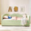 Lit de jour simple, lit de jour rembourré en vichy équipé d'un cadre gigogne escamotable et d'une poche de rangement latérale, canapé-lit multifonctionnel en bois massif pour chambre d'enfant et chambre d'amis - vert-127343716-127343721