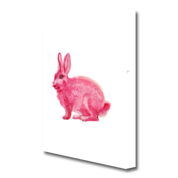 East Urban Home Children's Pink Rabbit Love - Wrapped Canvas Painting ...