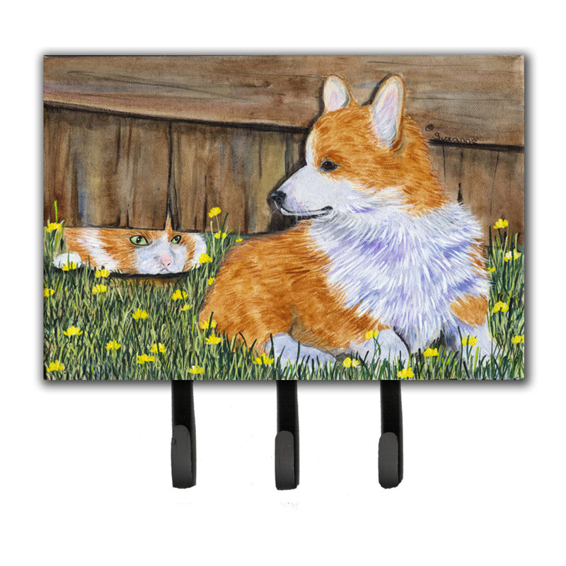 Porte-laisse corgi et crochet à clé