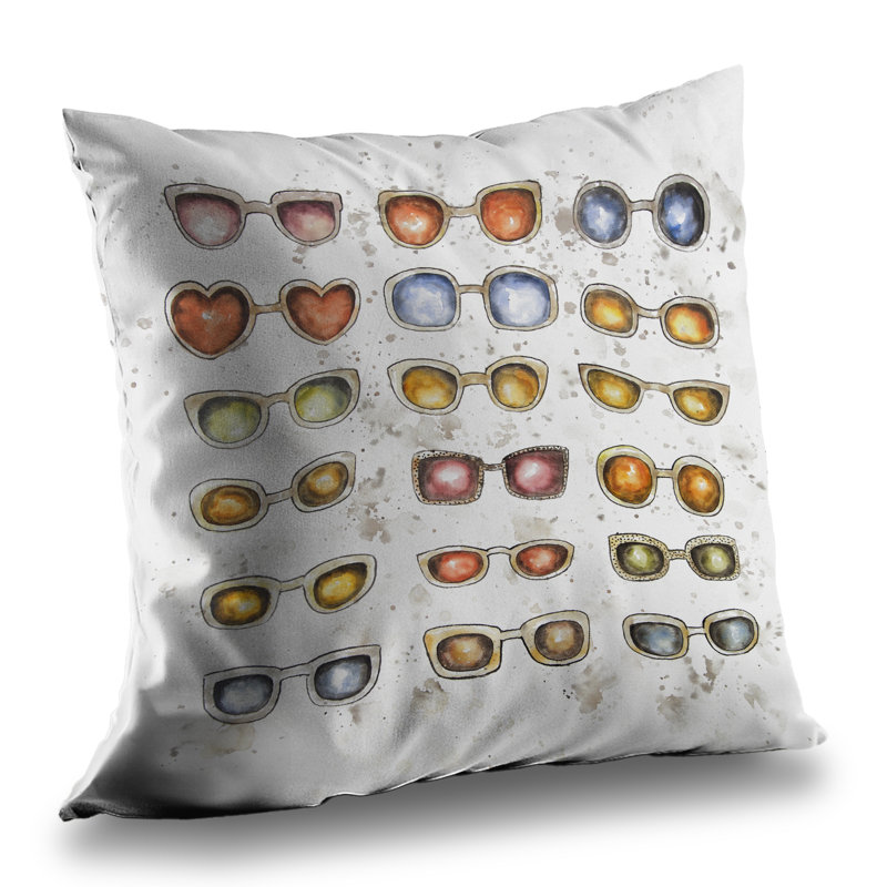 Women's Sunglasses - Illustrative Poly Twill Throw Pillow – Poly Twill Throw Pillow with Insert, Double-Sided Print