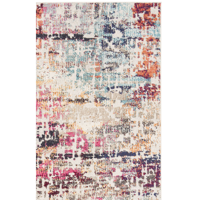 Felty Abstract Red/Pink Area Rug, Runner 2' x 8'