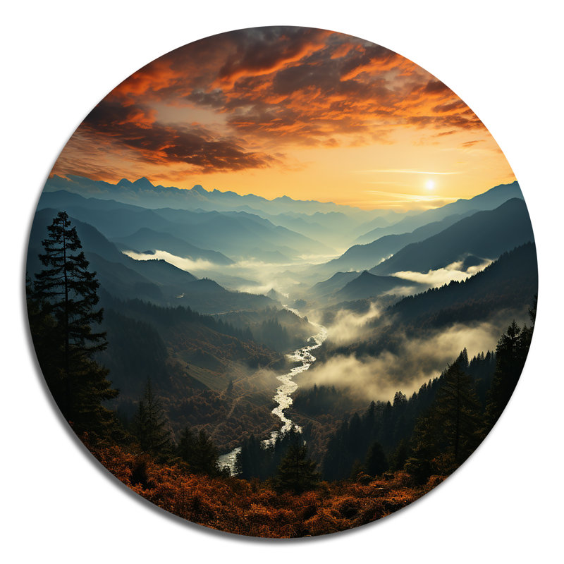 Haithem - Paysages d'art rond en métal, H 16 po x l 16 po