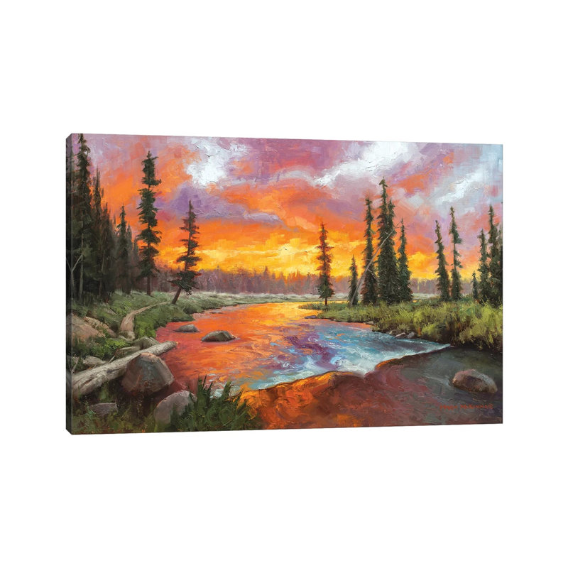 Sunset Bend by Mark McKenna - Painting on Canvas, Wrapped Canvas, 66.04cm H x 101.6cm W x 1.91cm D