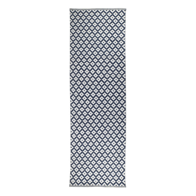 Samode Navy Handwoven Indoor/Outdoor Rug, Runner 2'6" x 8'