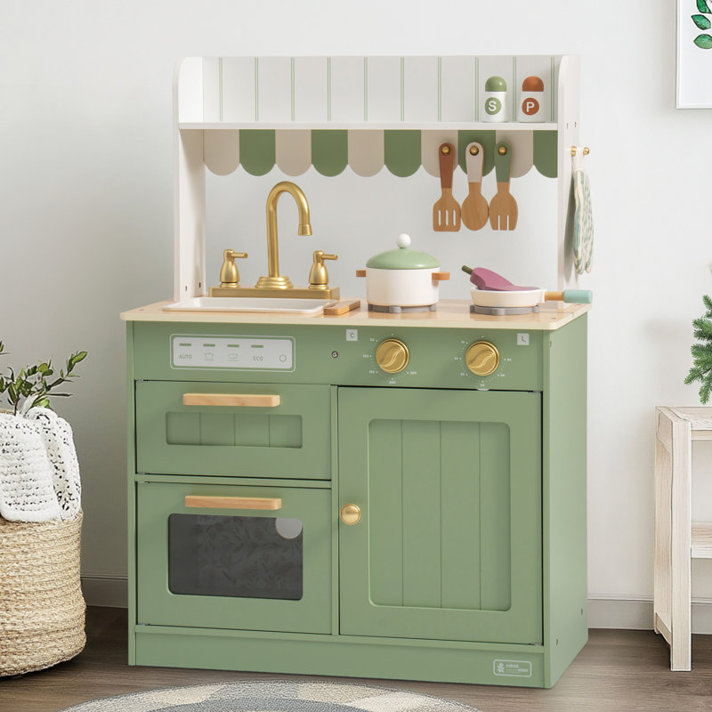 Ensemble de cuisine de jeu pour enfants, ensemble de cuisine pour enfants d'âge préscolaire, Vert