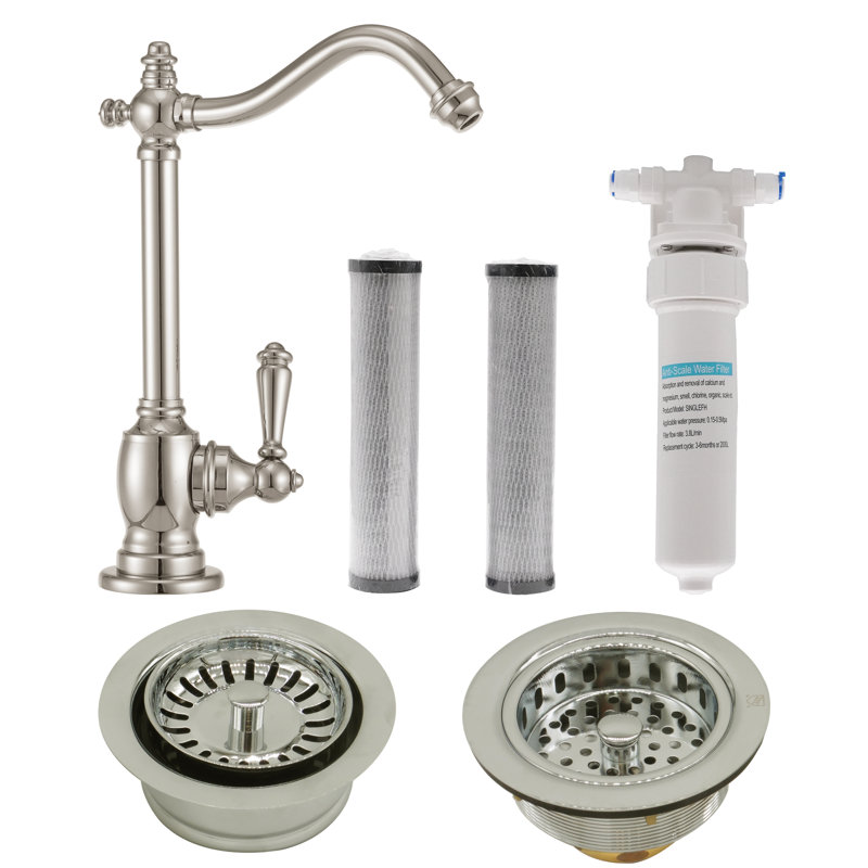 Westbrass Kitchen Faucet with Soap Dispenser, Polished Nickel