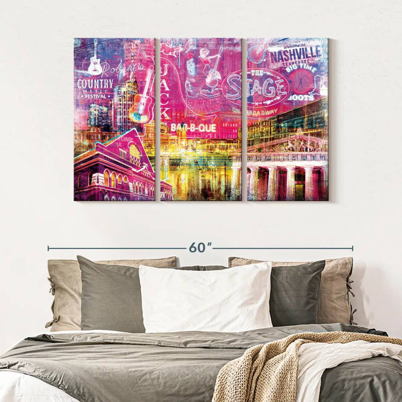 Ensemble de 3 pièces grunge Nashville, H 32 po x l 50 po x P 1,25 po