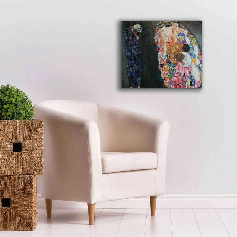 «Mort et vie» par Gustav Klimt, art mural sur toile, H 20 po x l 24 po x P 0,75 po