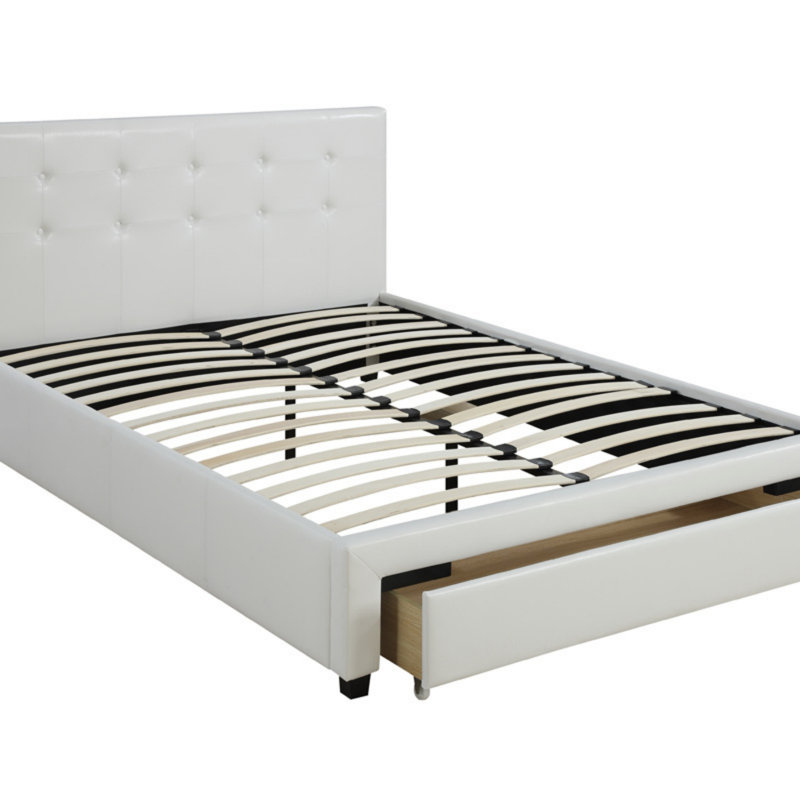 Mobilier de chambre à coucher avec rangement blanc sous le lit pour grand lit