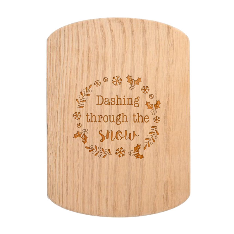 Dashing Through the Snow Redwood Oval Cutting Board