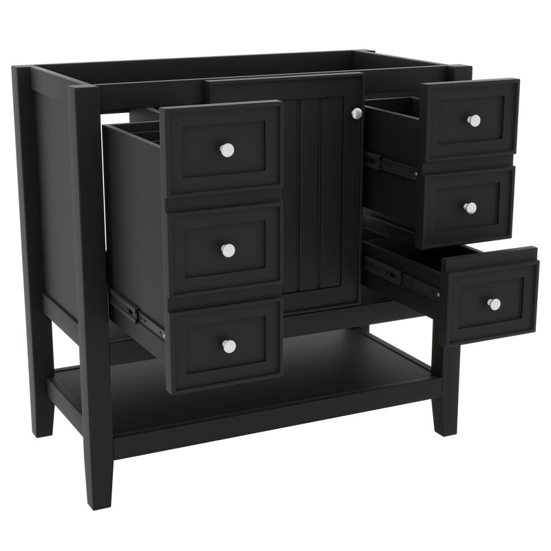 Base de meuble-lavabo 36 po avec armoire et trois tiroirs, Noir