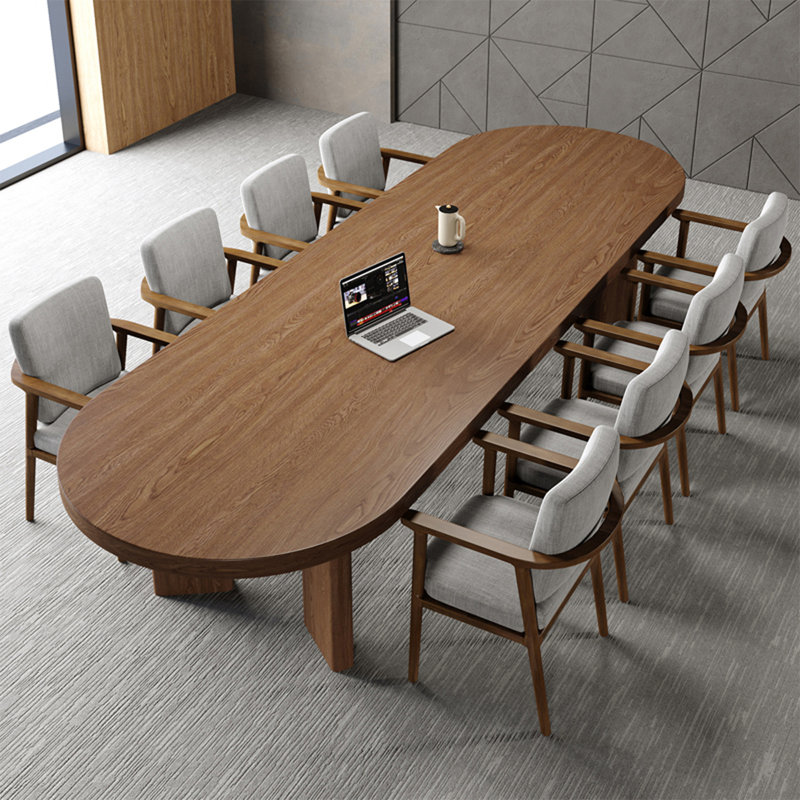 Table de conférence ovale en bois massif, H 29,53 po x L 118,11 po x l 39,37 po