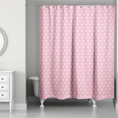 Pink And White Bow Pattern Shower Curtain