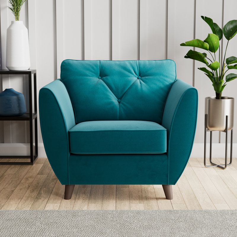 Collazo Upholstered Armchair, Mallard, Dark Brown Wood