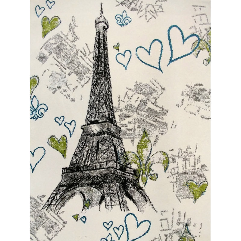 Tapis pour chambre d'enfant Paris Tour Eiffel, Rectangle 3 pi 11 po x 5 pi 3 po