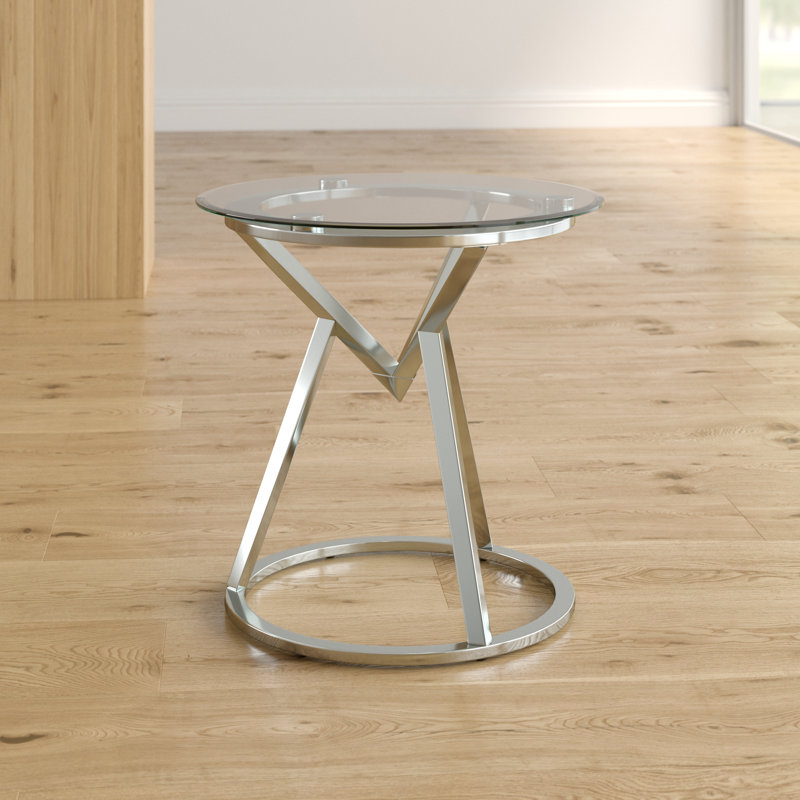 Glass Top Pedestal End Table