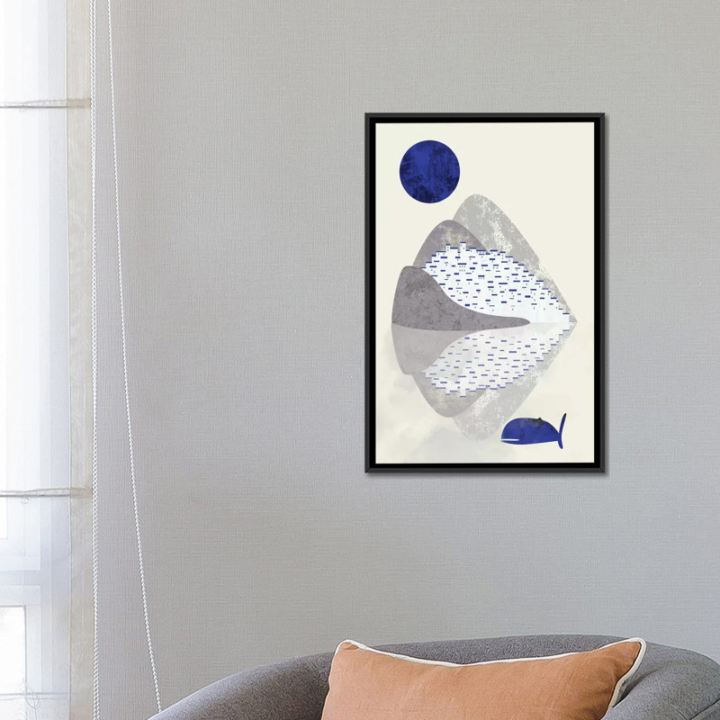 « houses on the coast » par flatowl, impression sur toile, H 26 po x l 18 po x P 1,5 po, Toile encadrée noire, Pas de tapis
