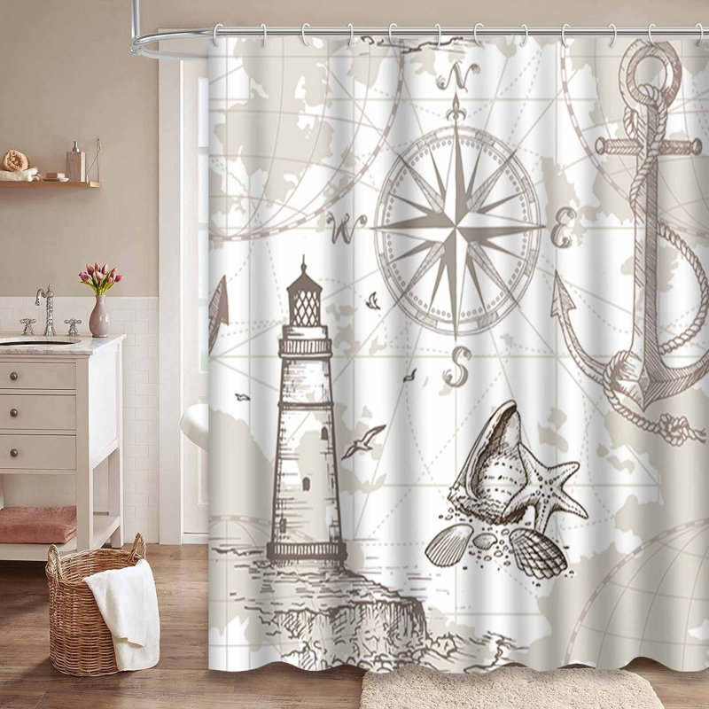 Rideau de douche imperméable à l'eau avec 12 crochets MarinerMuse, L 72 po x l 84 po