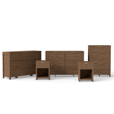5 Piece Bedroom Set with Wood Dressers & Nightstands