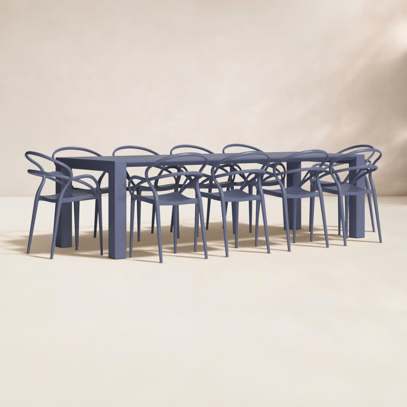 Ensemble repas de patio pour 10 personnes avec table extensible Comet, Gris foncé