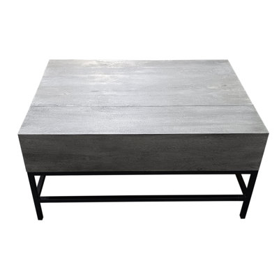 Table basse à plateau relevable avec construction et attrait rustique en bois gris - ajoute une touche d'élégance à votre intérieur