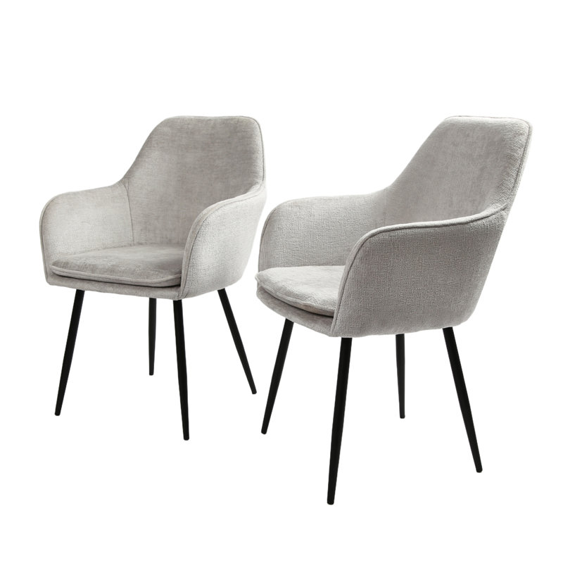 46cm H Upholstered Metal Upholstered Back Armchair, Black, Grey