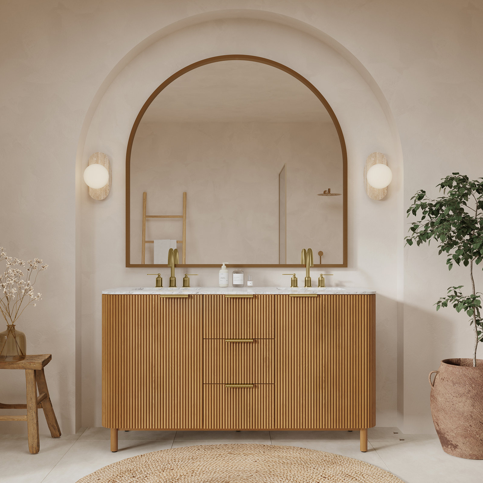 Nova 66" Carrara Marble Double Bathroom Vanity