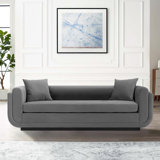 Yussef 90.94'' Velvet Round Arm Sofa