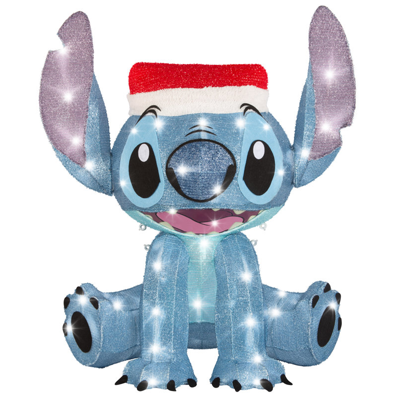 Sculpture 3D festive illuminée avec paillettes et chapeau de père Noël Disney