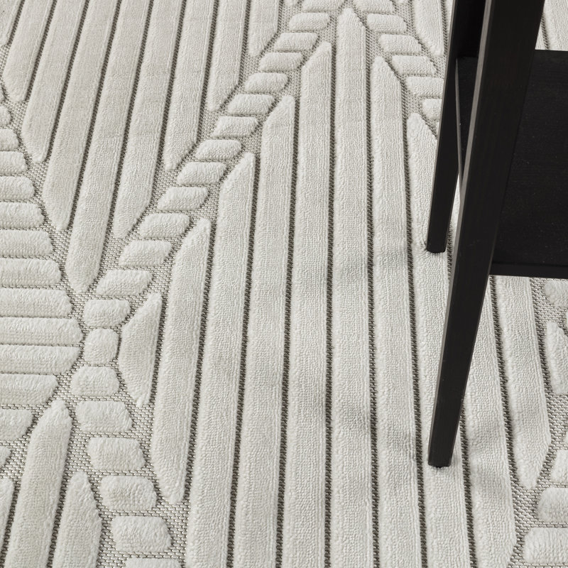 Takila In- & Outdoor Scandi Modern White Area Rug, Rectangle 13'4" x 18'4"