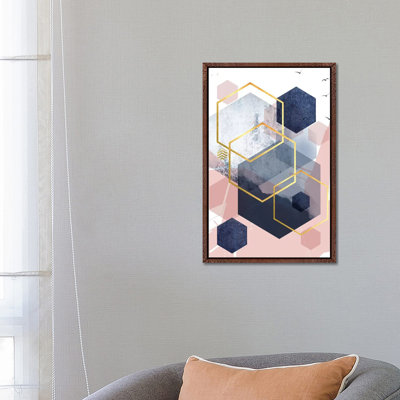 Abstract Navy Blush Gold I by Urban Epiphany - Print on Canvas