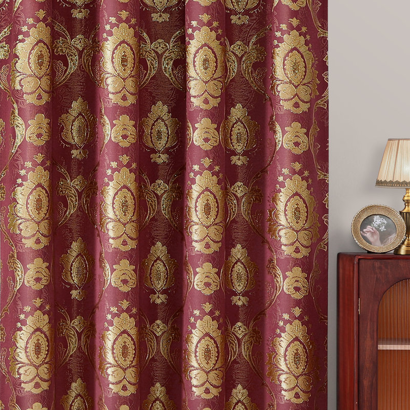 HOMEIDEAS Jacquard Victorian Curtains, Light Filtering Window Panels with Attached Valance & Sheer Backing