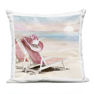 Coussin d'extérieur Blush Pink Beach Chairs, par Paul Mathenia