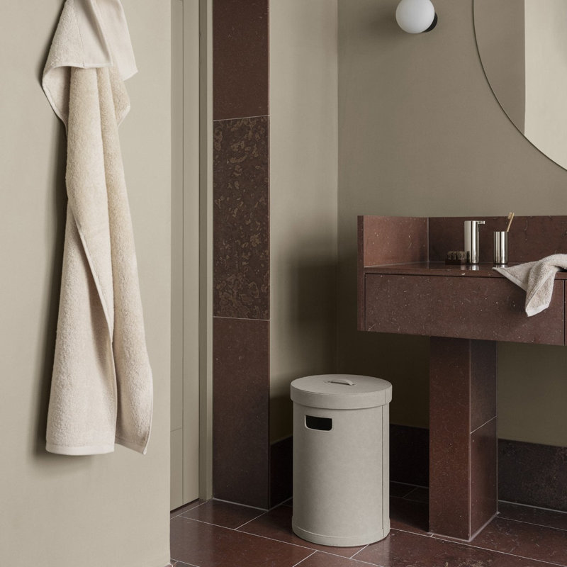 SAHLA Leather / Faux Leather Storage Bin Set, Light Tan, 71.2