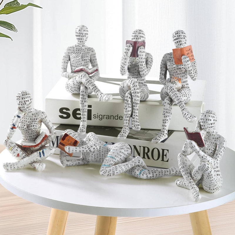 Home Decor Pulp Reading Thinker Statue Aesthetic Sculpture Room Decor Modern Abstract Decoration On Shelf Table Desk For Living Room Office Bedroom A