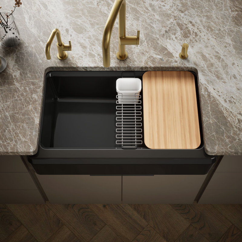 Riverby Undermount Single-Bowl Farmhouse Workstation Kitchen Sink With Tall Apron, Indigo Blue