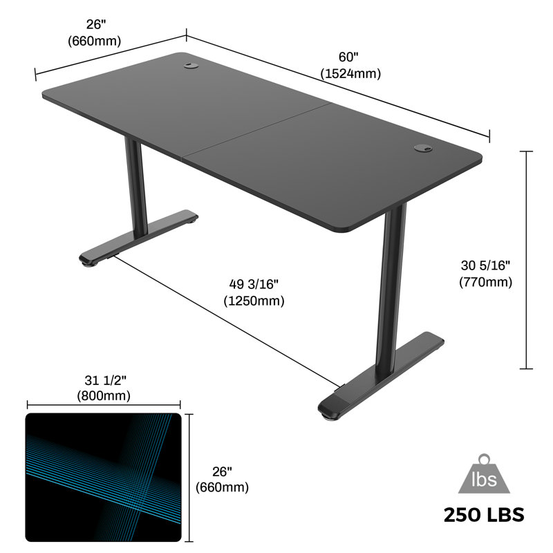 Metal Base Computer Desk, Black
