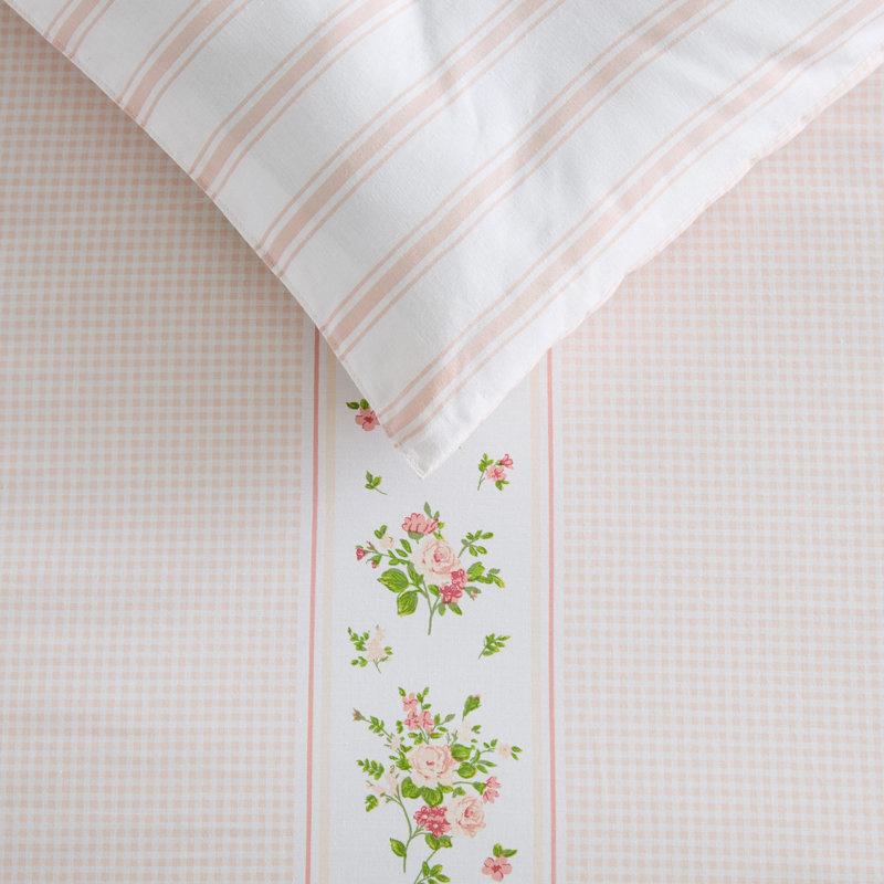 Ensemble d'édredon réversible en coton Martha Stewart Annabelle, Édredon pour lit simple TG + 1 taie décorative, Rose