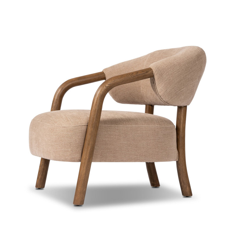 Brodie Chair-Sheldon Ivory, Laughlin Natural Polyester Blend, Tan Oak