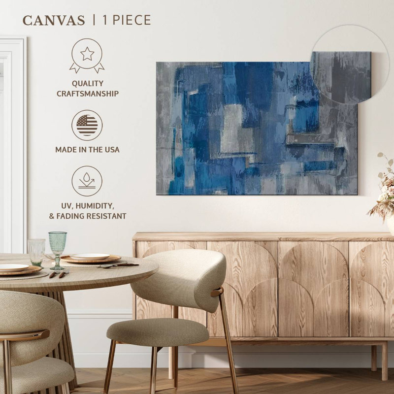 Gray And Blue Layers On Canvas Print, 8" H x 12" W x 1" D