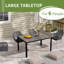Table de salle à manger d'extérieur pour 6 personnes, table de patio rectangulaire en aluminium avec plateau en faux bois