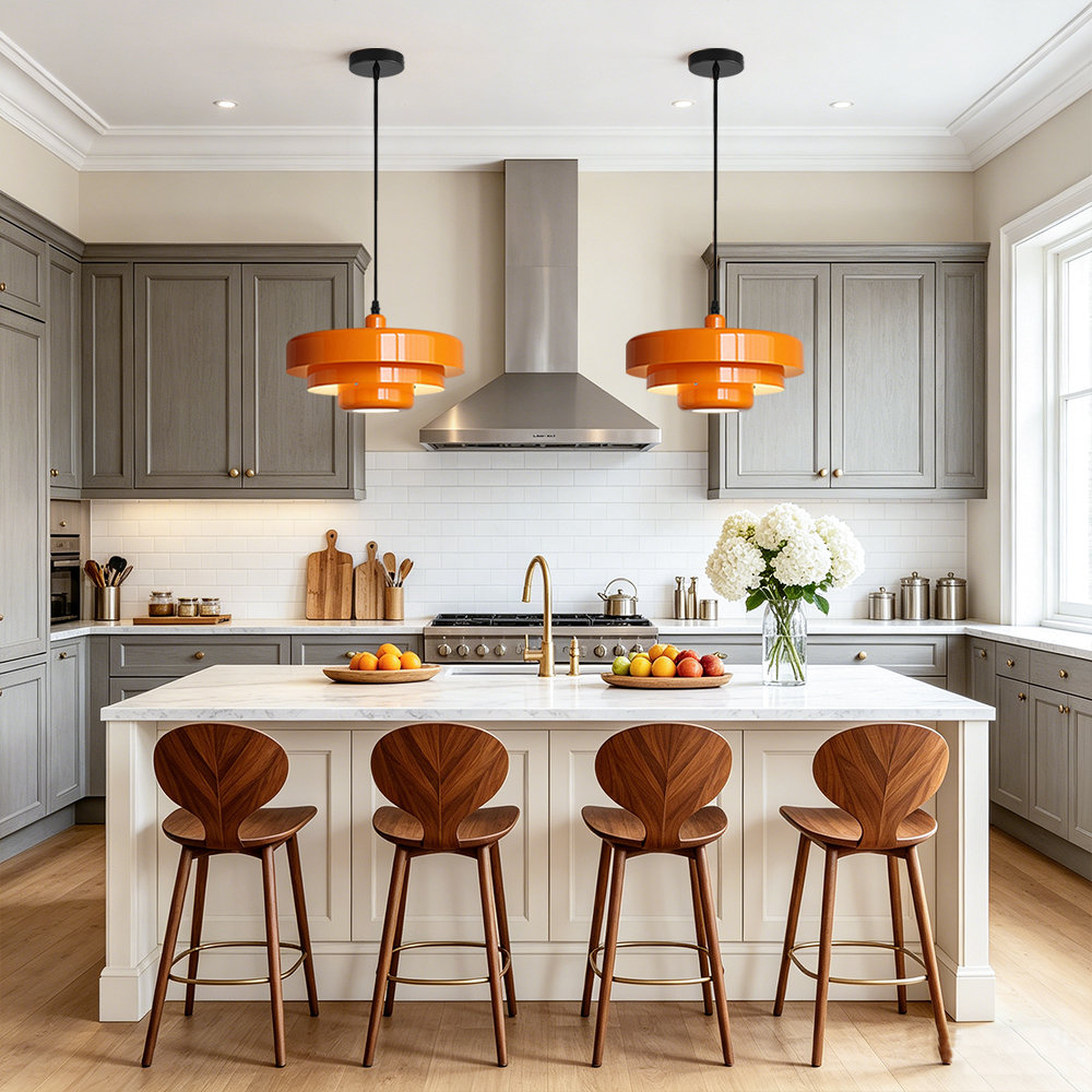 Epone Single Light Iron Pendant, Orange